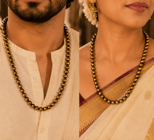 Golden Pyrite 108 Bead Mala - Agamadhara