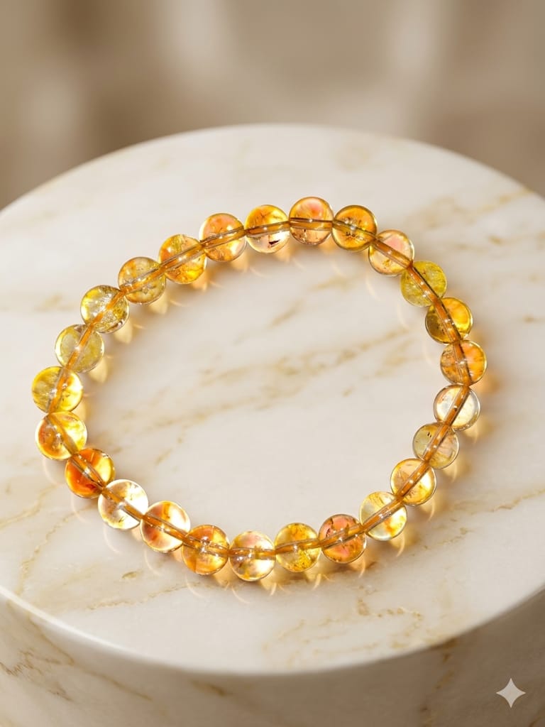 Natural Citrine Crystal Bracelet – Solar Plexus Chakra & Wealth Manifestation - Agamadhara