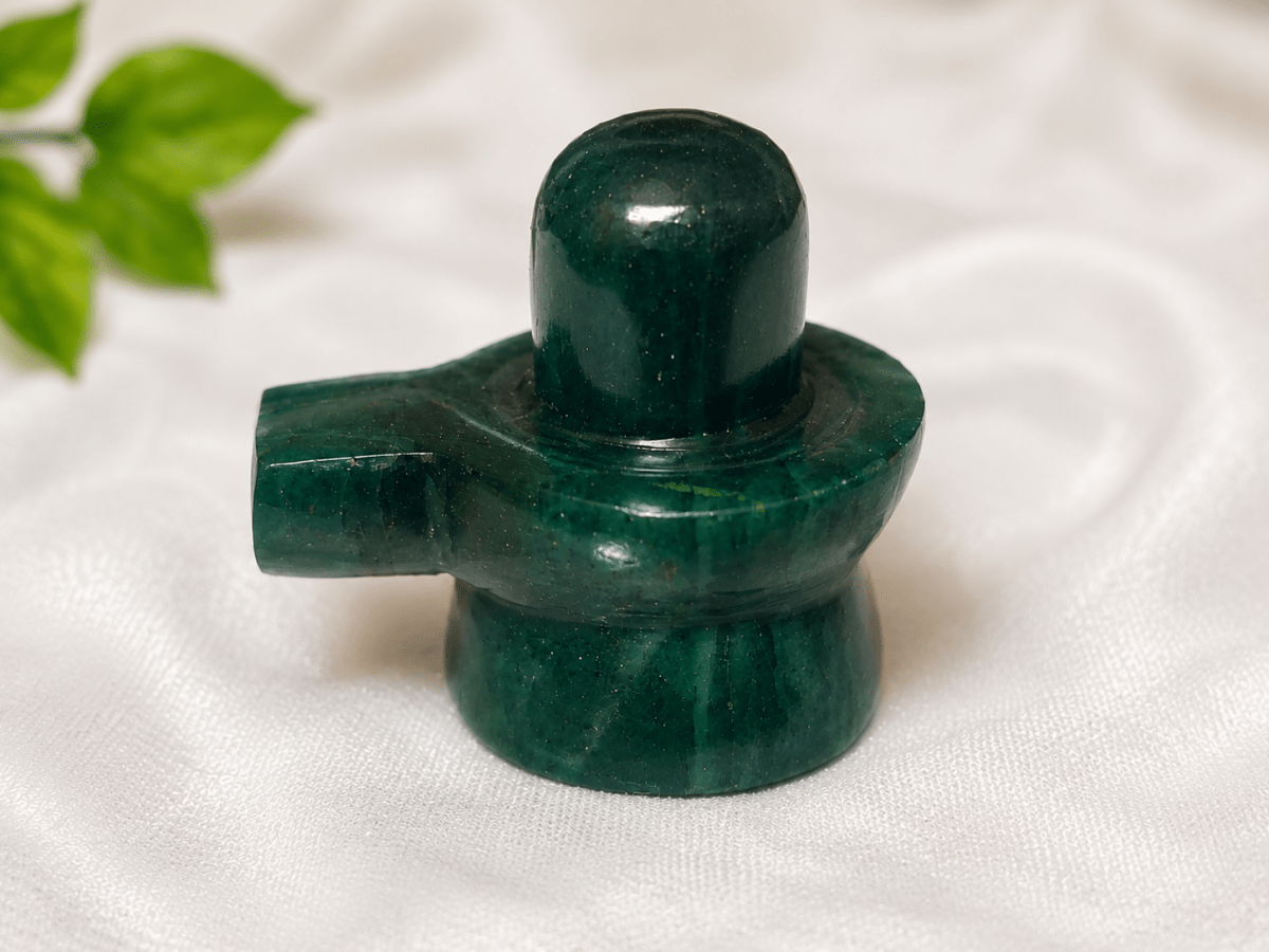 Natural Green Aventurine Shiva Lingam – Handcrafted Sacred Stone for Home Temple - Agamadhara