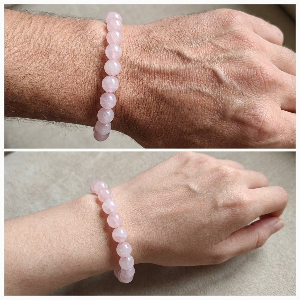 Natural Rose Quartz Healing Bracelet – Heart Chakra Balancer & Emotional Healing Crystal - Agamadhara