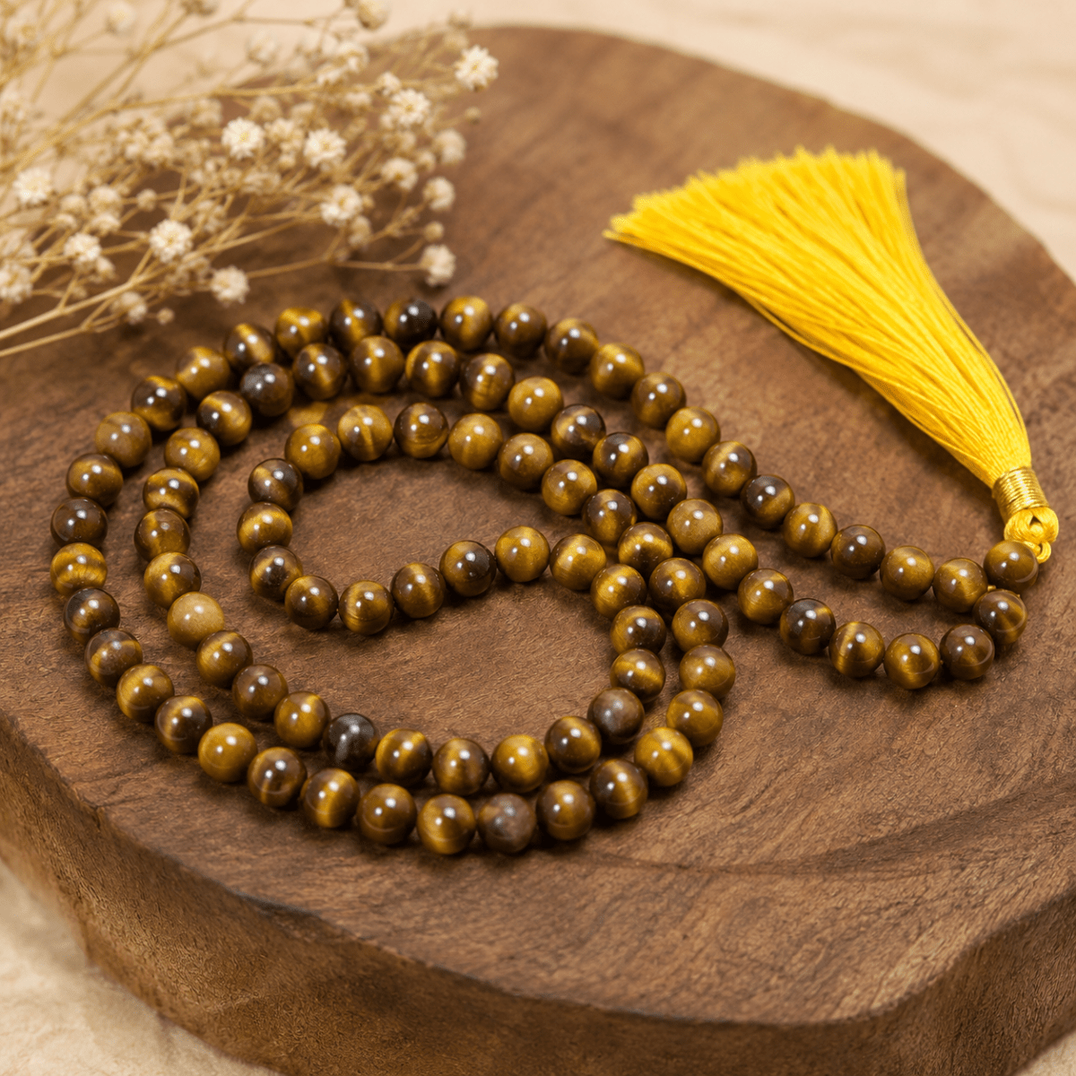 Natural Tiger Eye 108 Bead Mala - Agamadhara